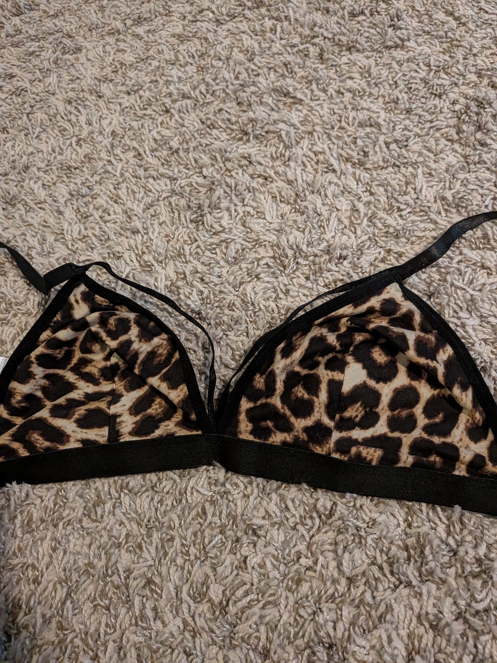 Leopard Print Triangle Bralette - Black Trim Nwot - Picture 6 of 7